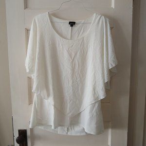 Light Textured White Flowing Double Layer Blouse